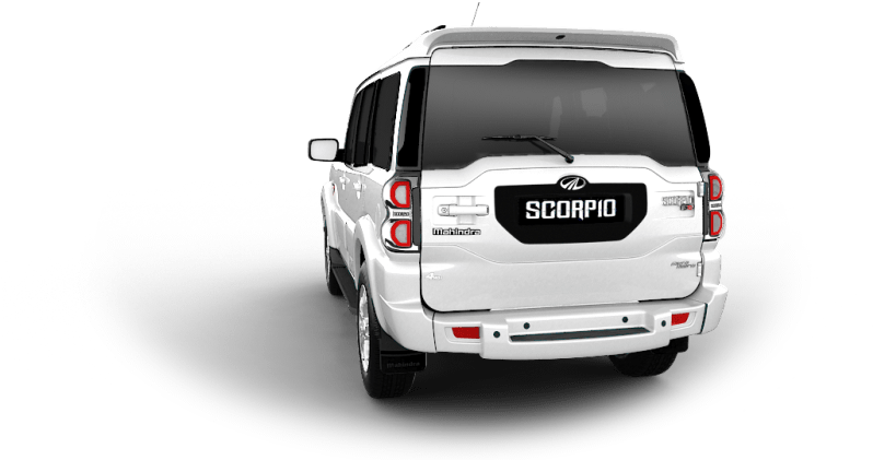 White Mahindra Scorpio S U V Rear View PNG