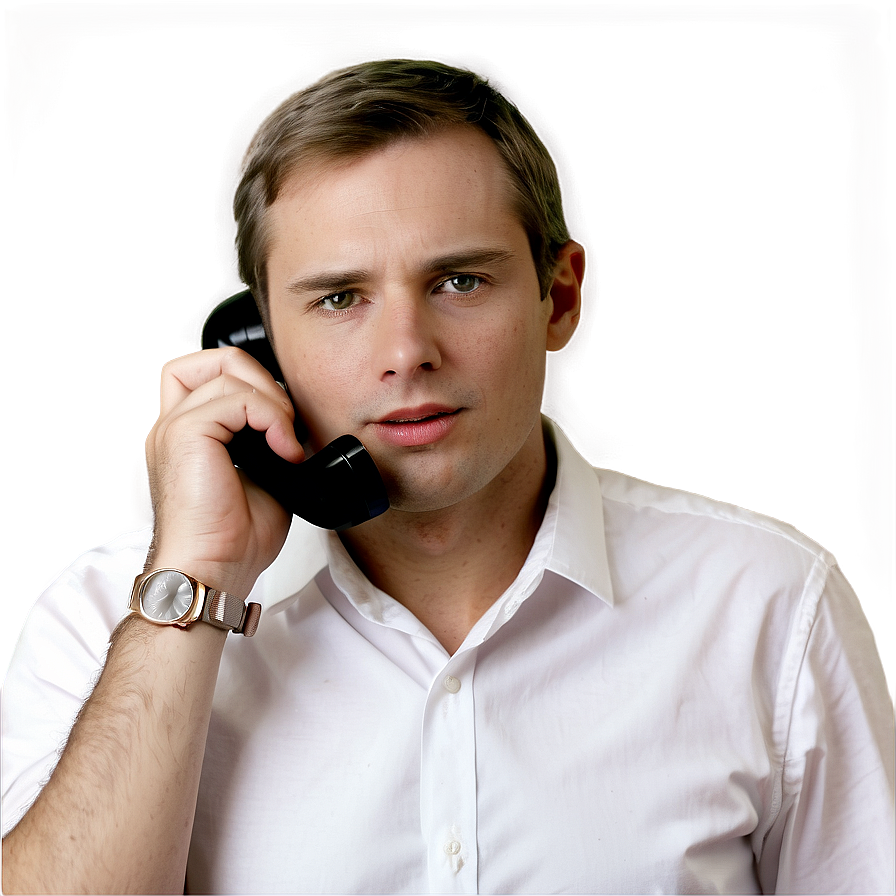 White Man On Phone Png 06122024 PNG