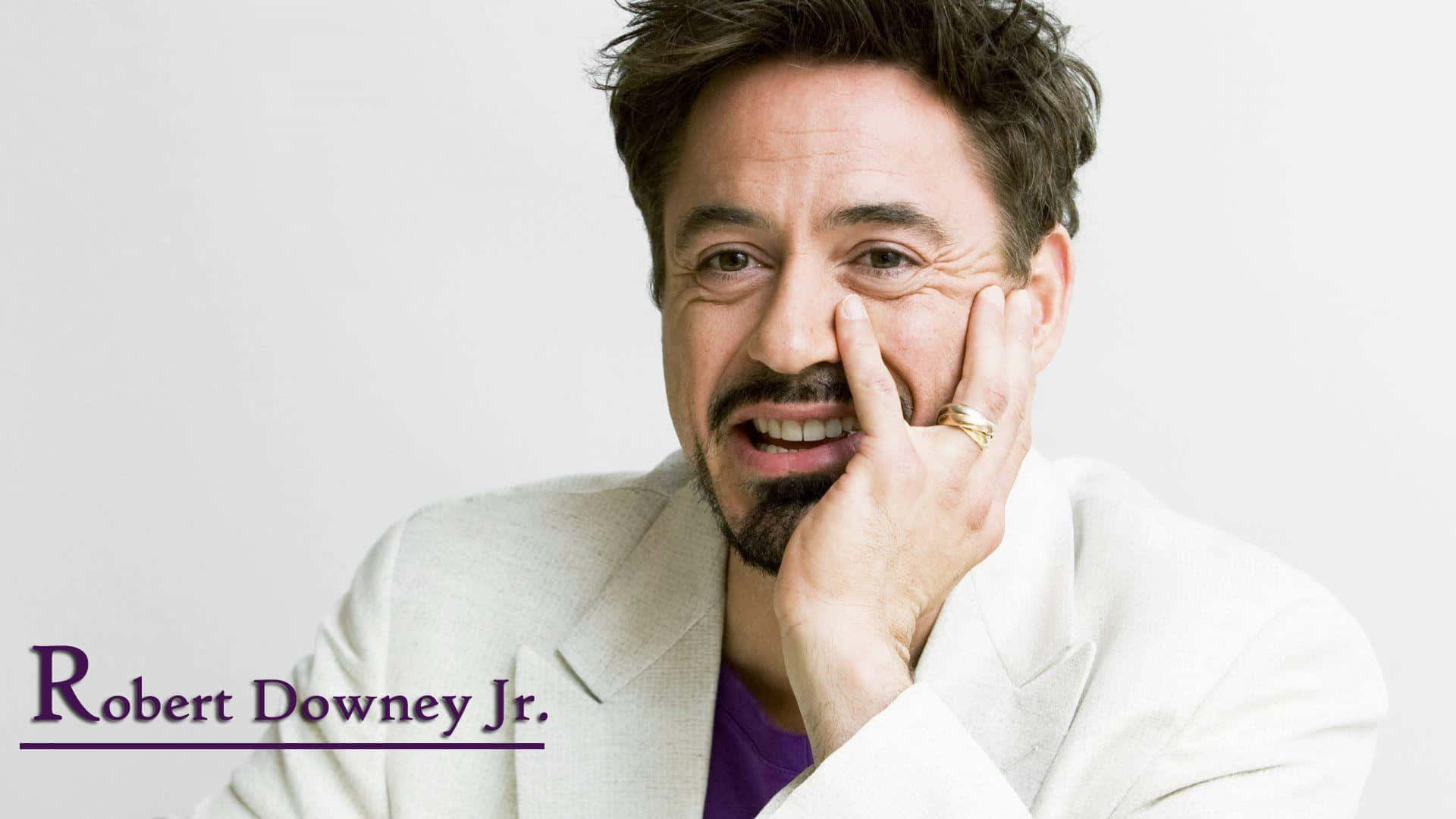 Hvide mand Robert Downey Jr. på et hvidt tegnefilmsagtigt baggrundsbillede Wallpaper