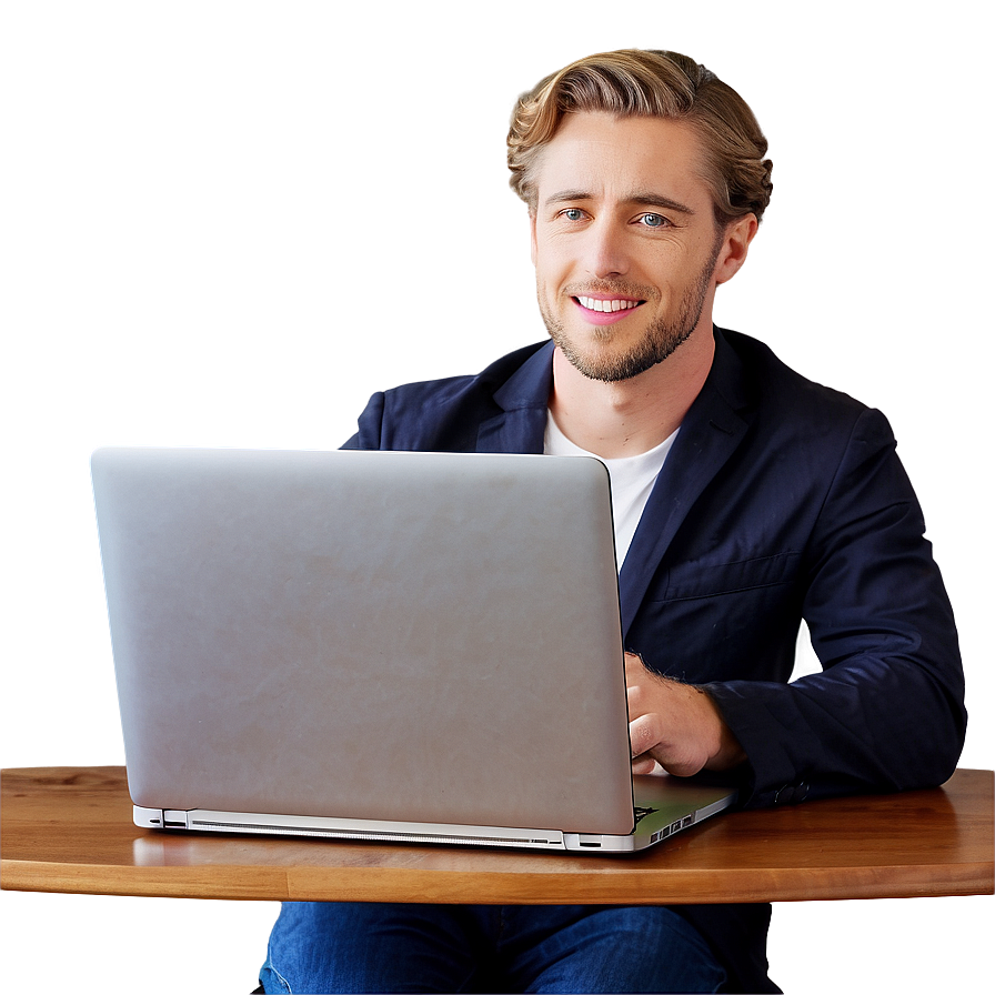 White Man With Laptop Png Hdm PNG