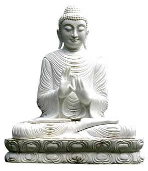 White Marble Buddha Statue PNG