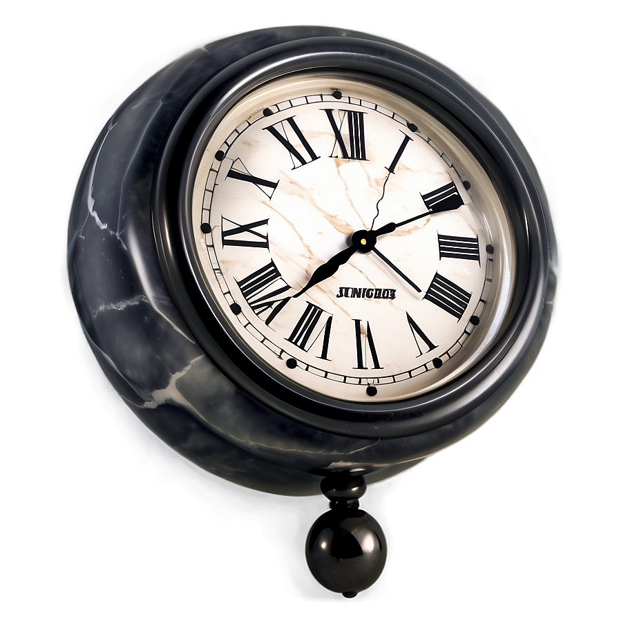 White Marble Clock Png 06262024 PNG