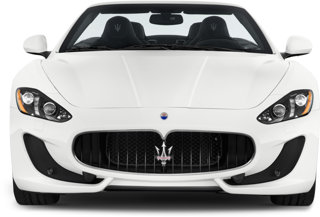 White Maserati Convertible Front View PNG
