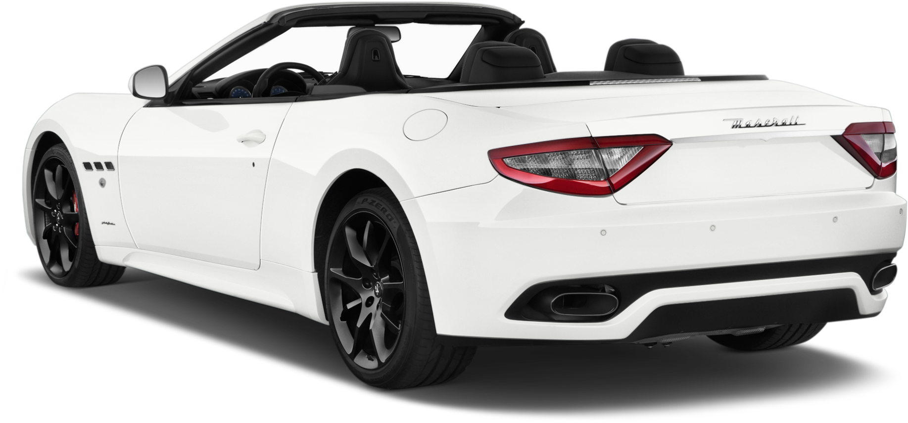 White Maserati Convertible Rear View PNG