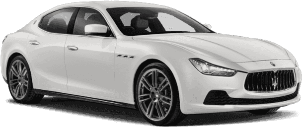 White Maserati Ghibli Side View PNG