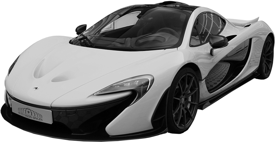 White Mc Laren P1 Supercar Side View PNG