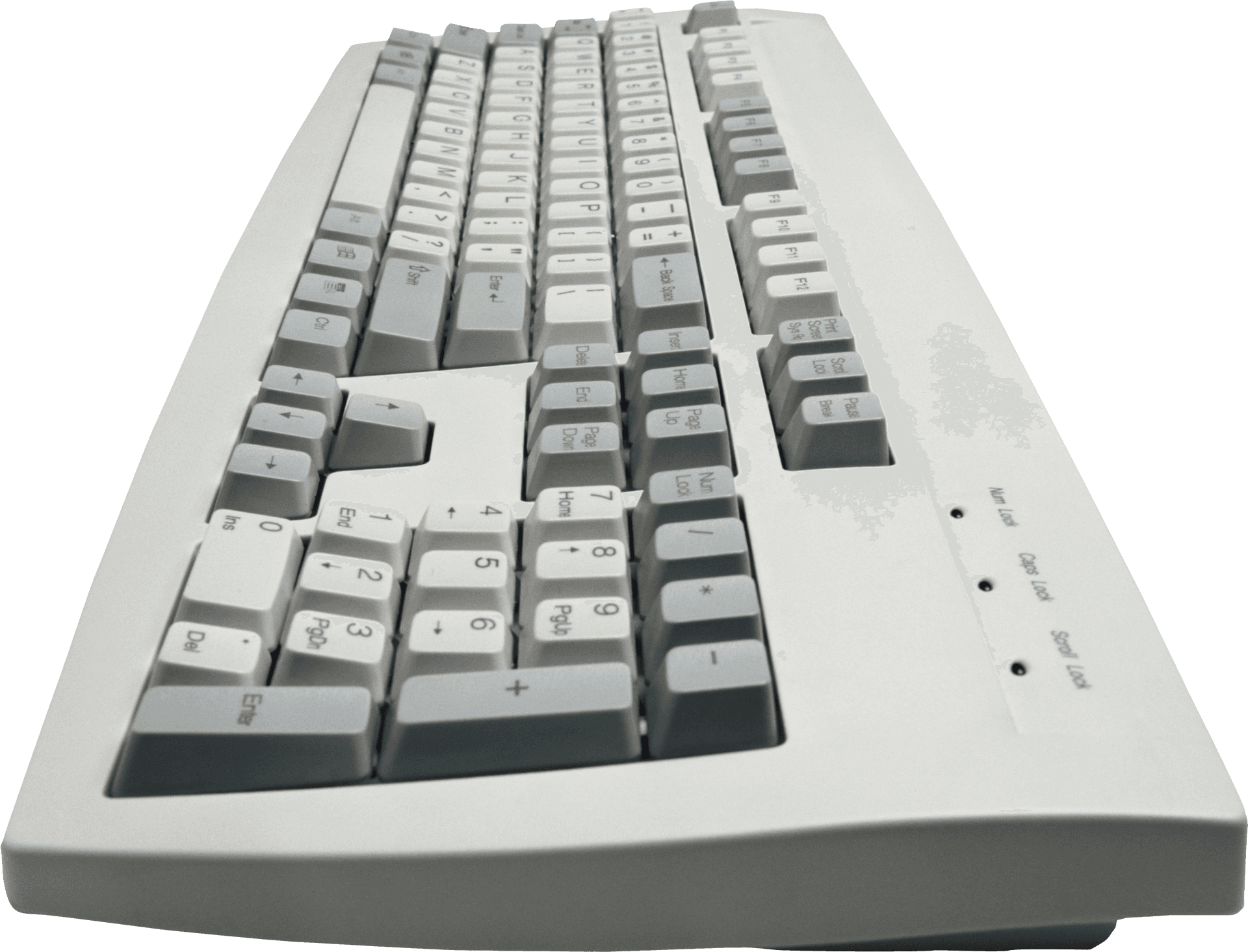 White Mechanical Keyboard Perspective View PNG