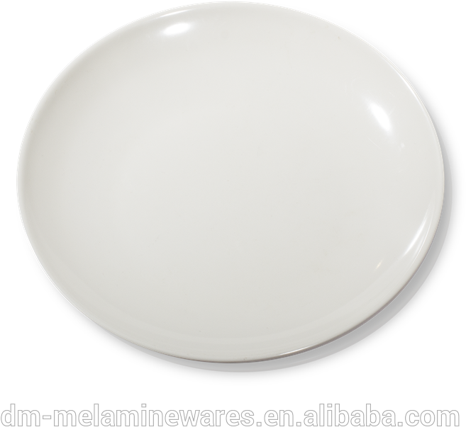 White Melamine Platewith Black Edge PNG