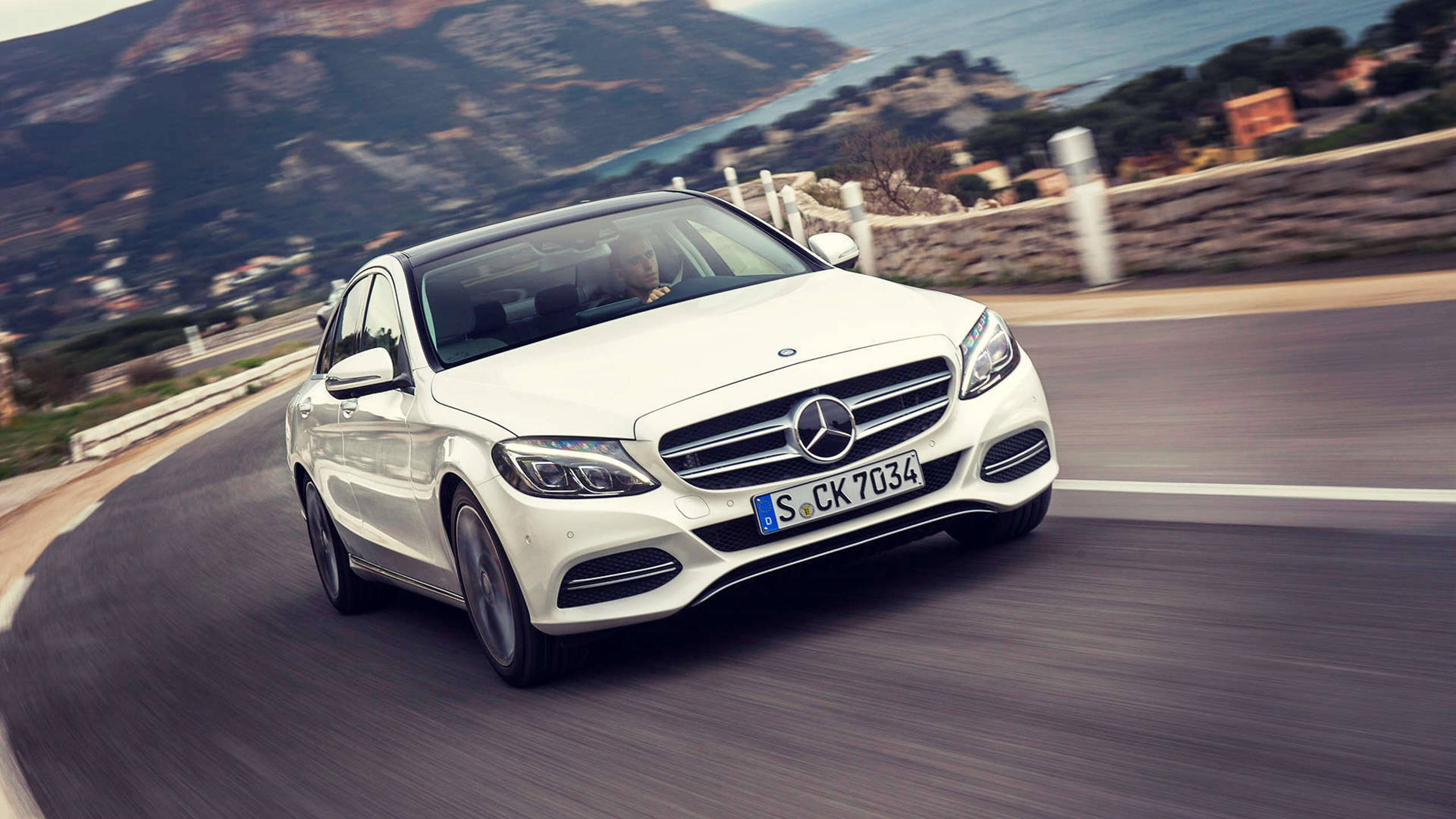 White Mercedes-benz On The Road Hd Wallpaper