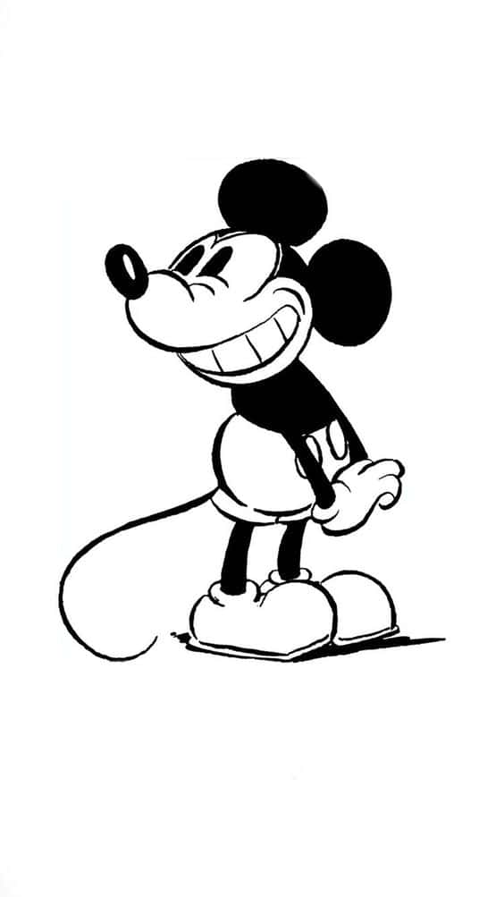 Vitmickey Mouse, Den Ikoniska Tecknade Karaktären. Wallpaper