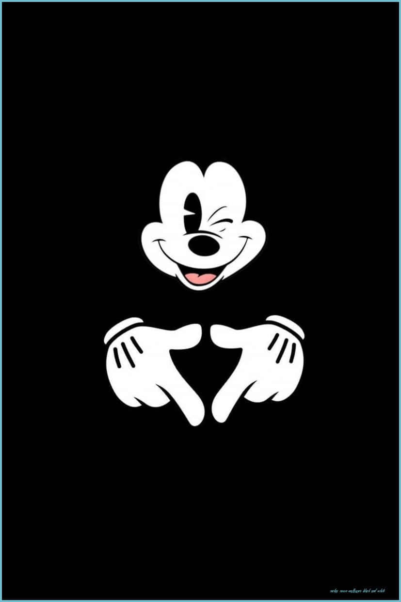 White Mickey Mouse Making A Triangle Wallpaper