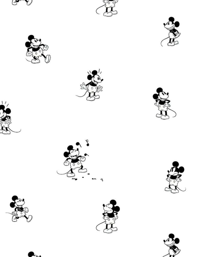 Fejr glæden af Disney med hvide Mickey Mouse striber Wallpaper