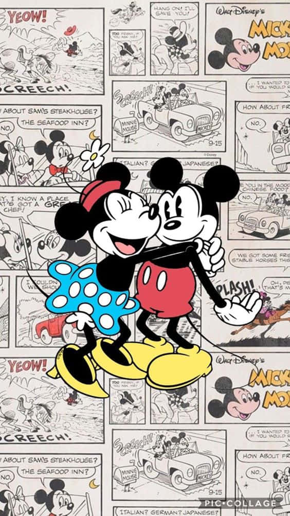 Elegant hvid Mickey Mouse-karakter Udskrivning Wallpaper