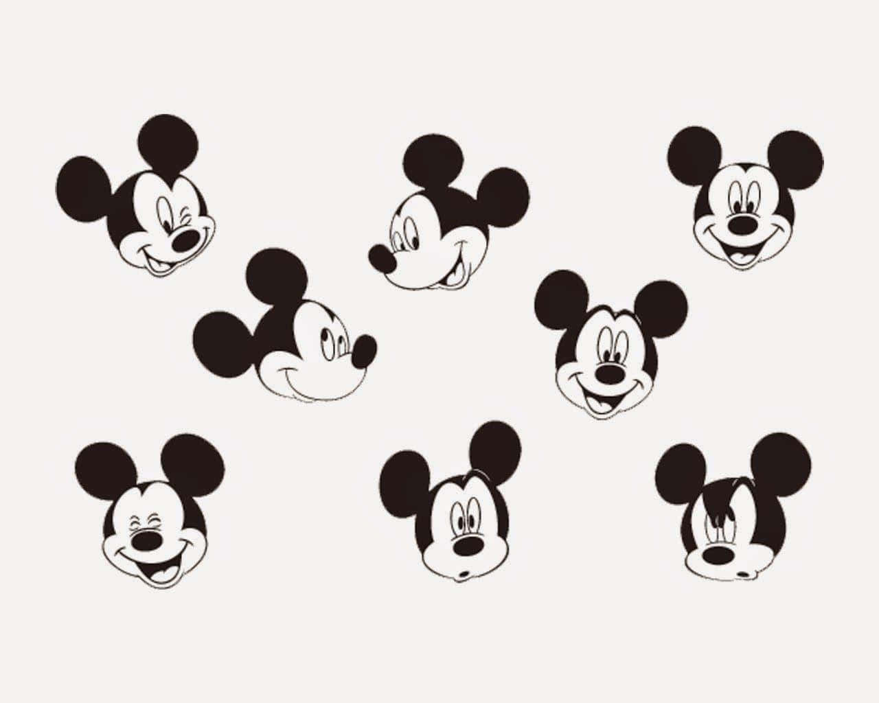 Clásicofondo De Pantalla Blanco De Mickey Mouse Fondo de pantalla