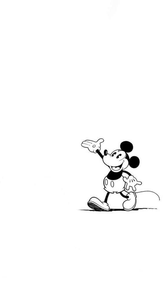 Losfanáticos De Disney Se Regocijan: Mickey Mouse Blanco. Fondo de pantalla