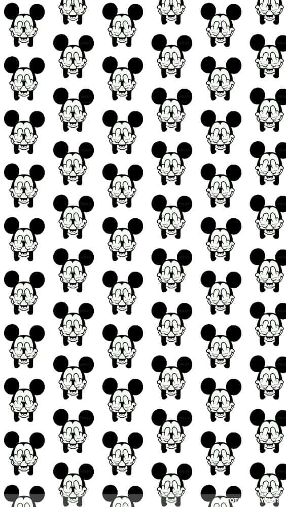 White Mickey Mouse Face Pattern Phone Wallpaper