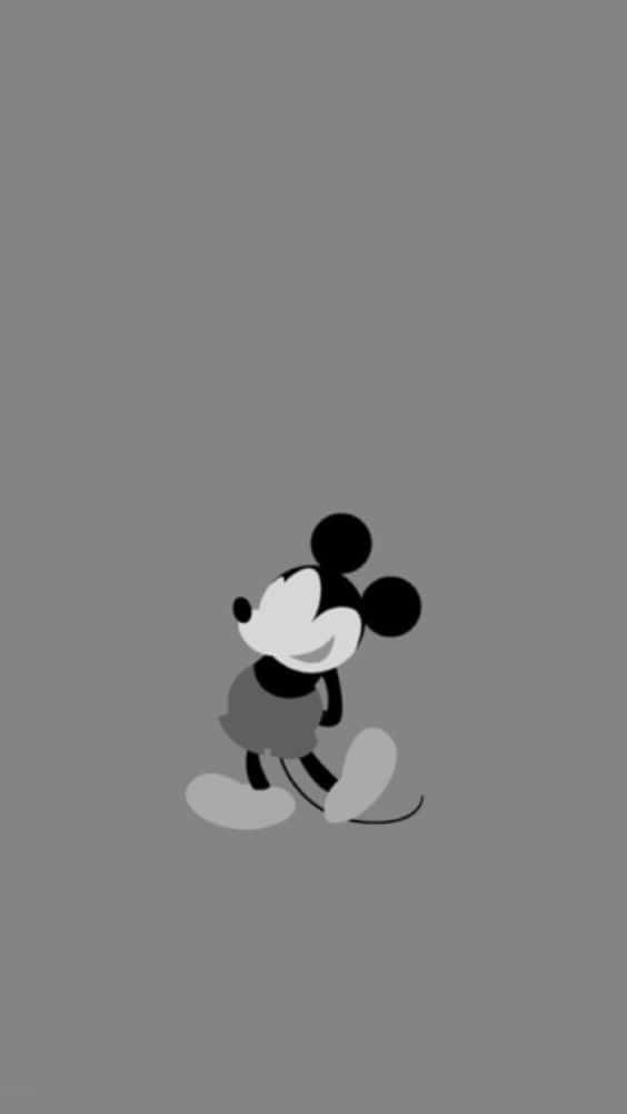 White Mickey Mouse Greyscale Wallpaper