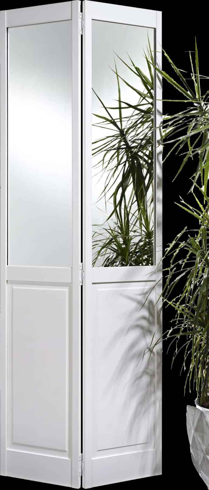 White Modern Interior Doorwith Glass PNG