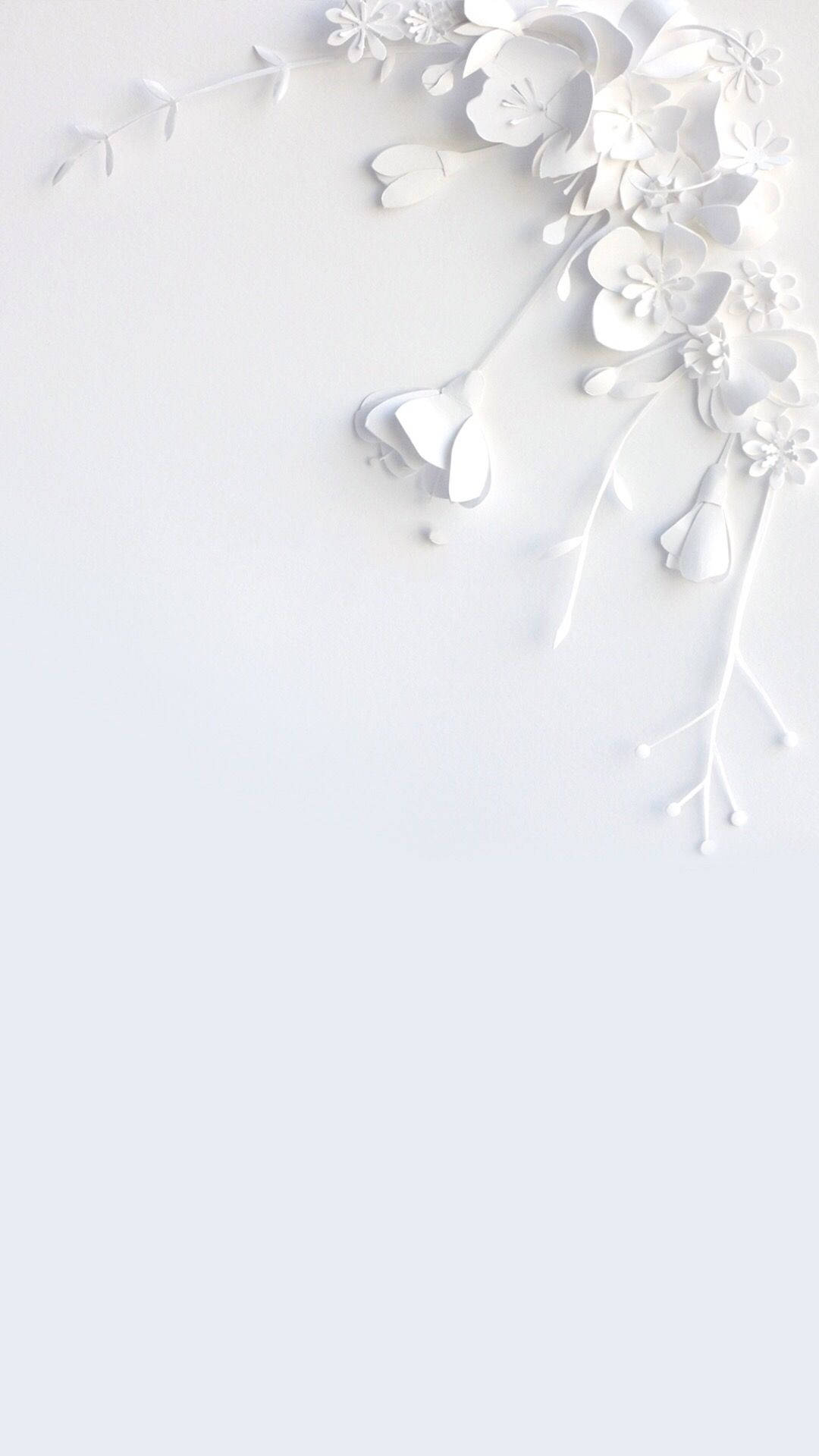 Weißesmonochromes Blumendesign Für Iphone. Wallpaper