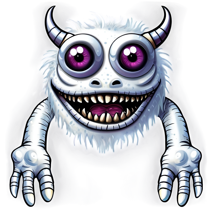 White Monster Cartoon Png Wgy82 PNG