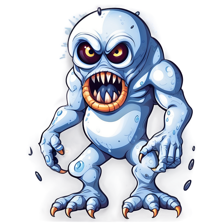 White Monster Clipart Image Png 06212024 PNG