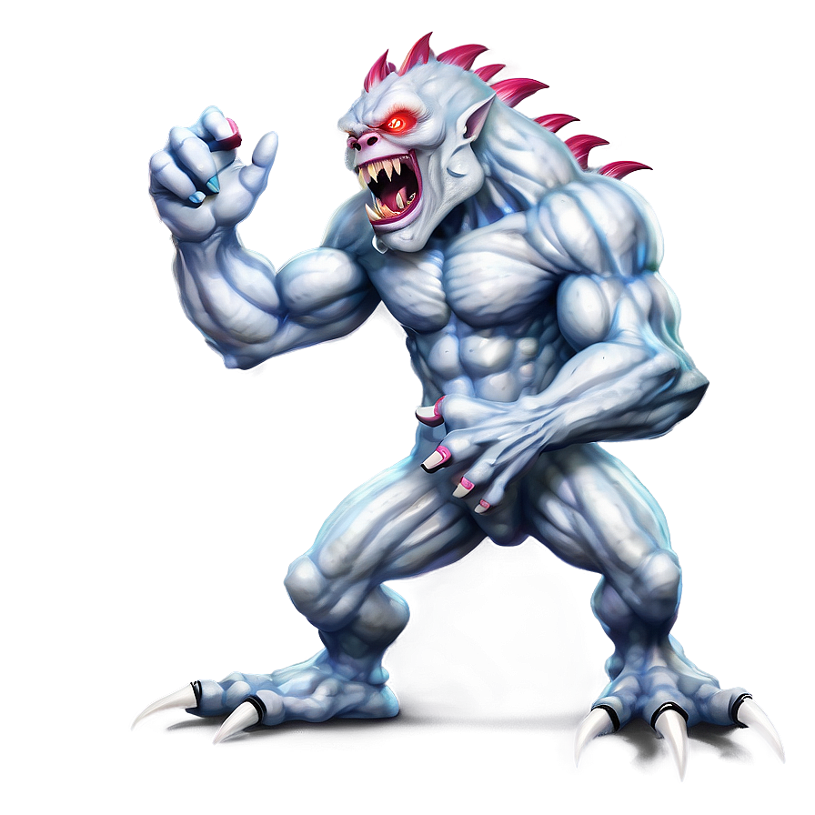 White Monster In Action Png 06212024 PNG