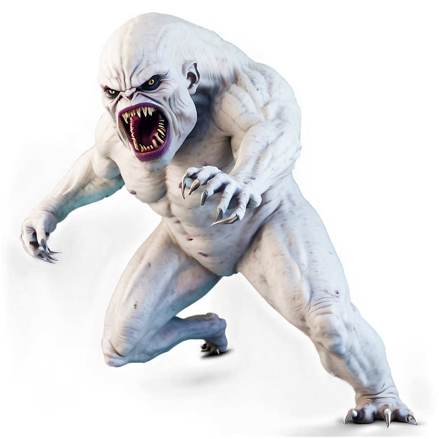 White Monster In Action Png Qcf60 PNG