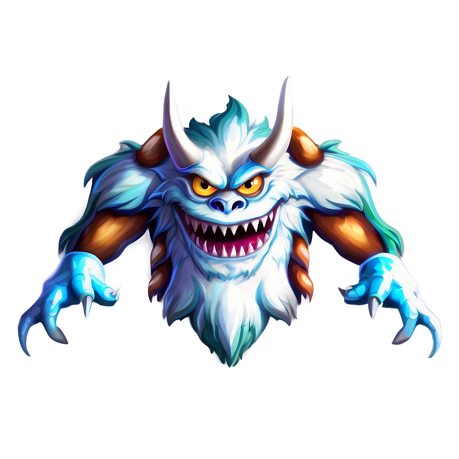 White Monster Mascot Graphic Png Mon55 PNG