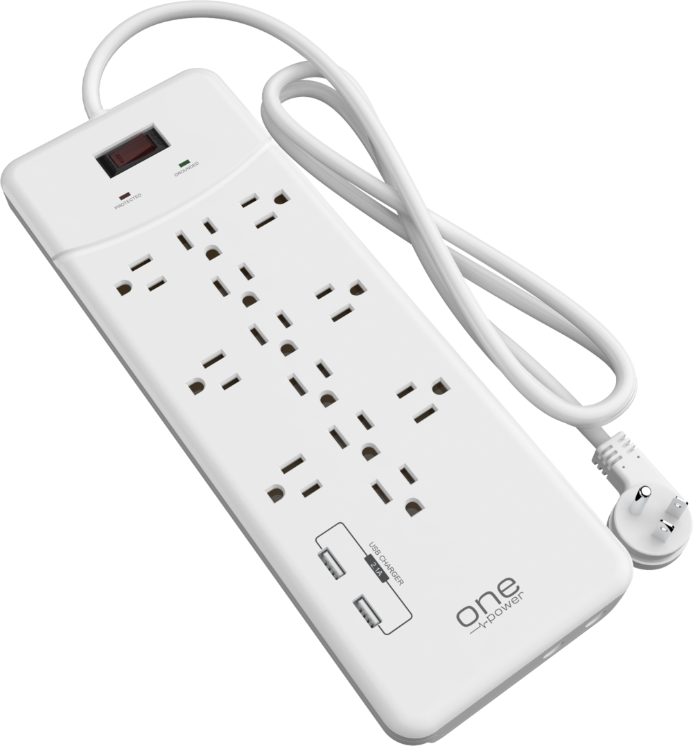 White Multi Outlet Surge Protector Power Strip PNG