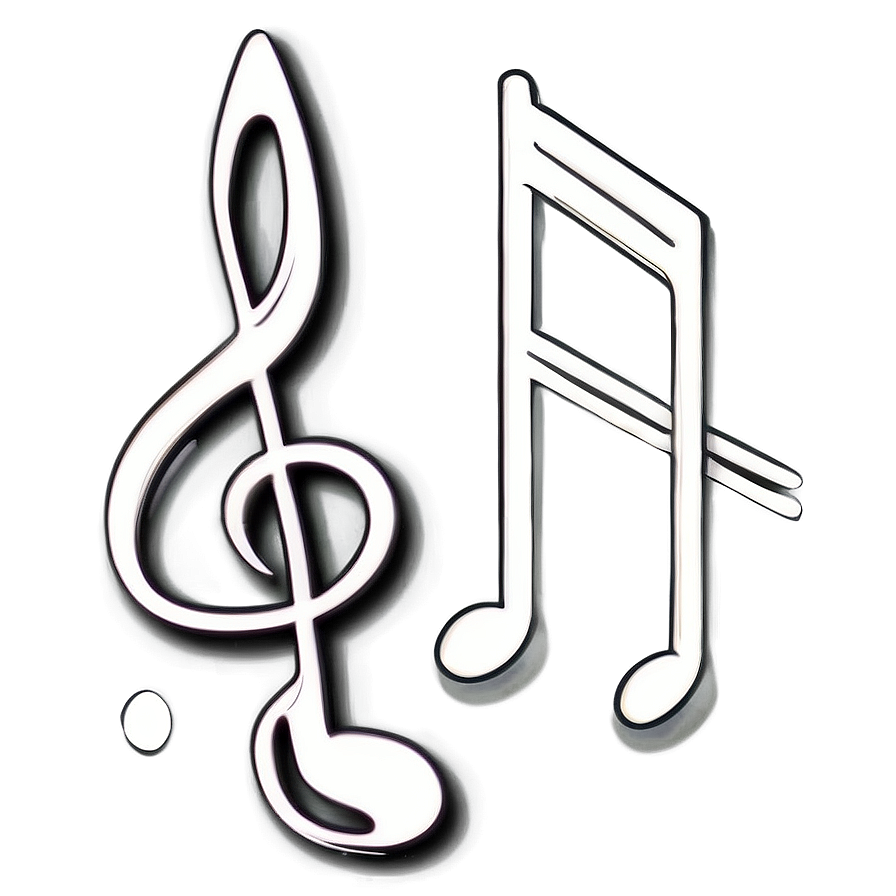 White Music Note Sketch Png 06212024 PNG