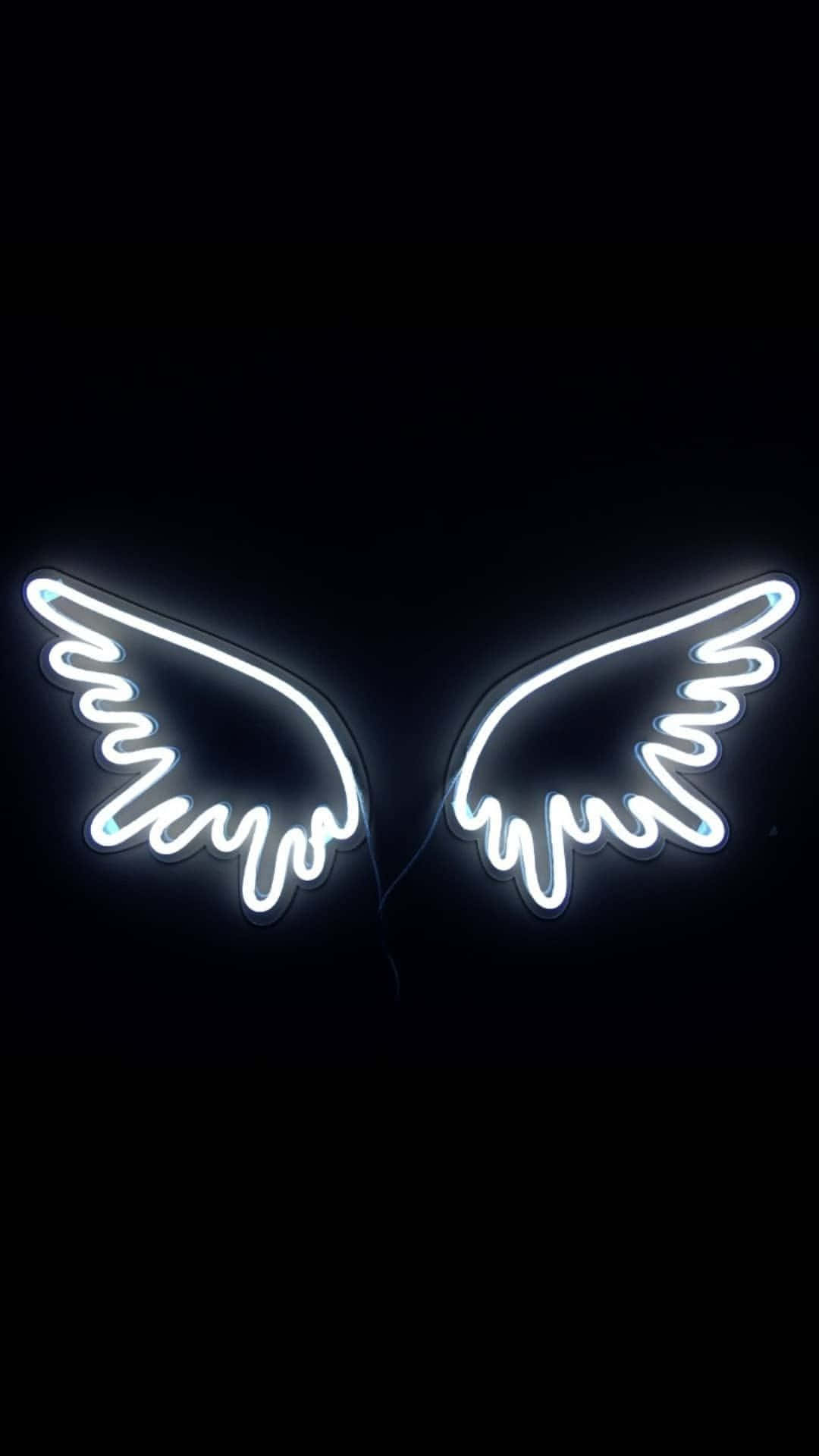 White Neon Wings Wallpaper