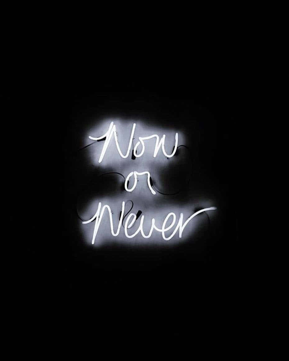 White Neon Now Or Never Wallpaper