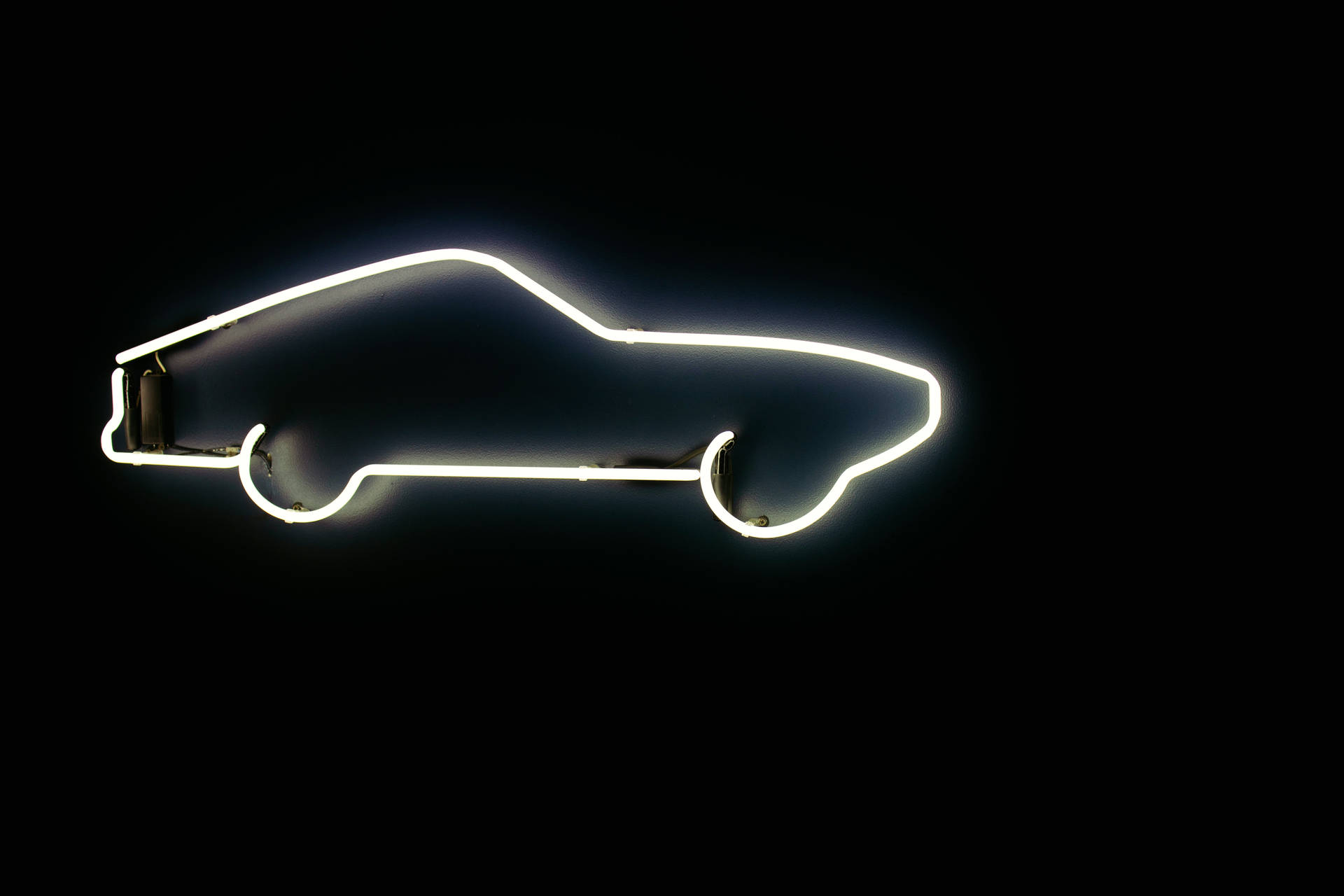 Captivating White Neon Aesthetic of a Vintage Car Wallpaper