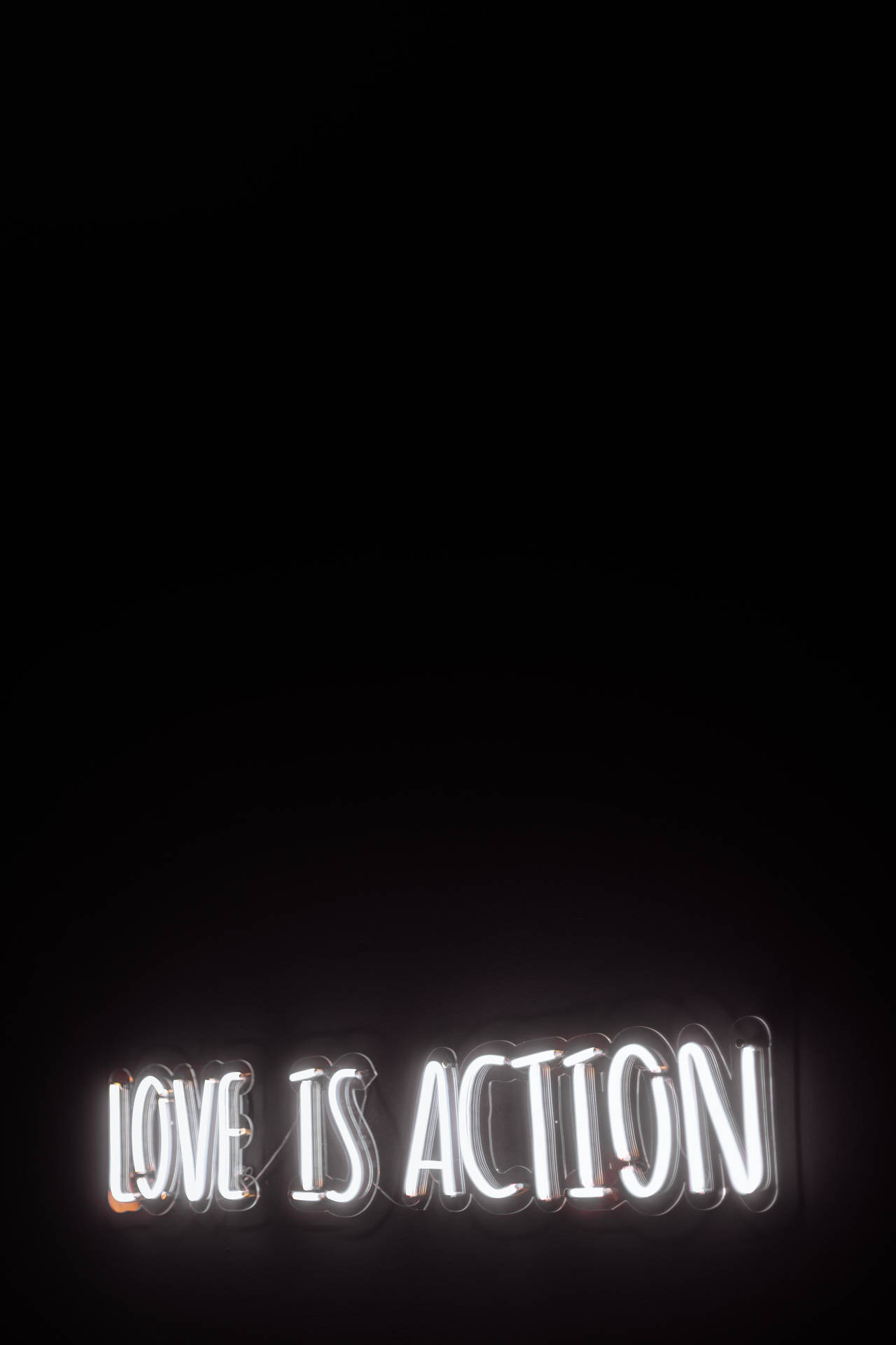 White Neon Aesthetic Love Is Action Wallpaper
