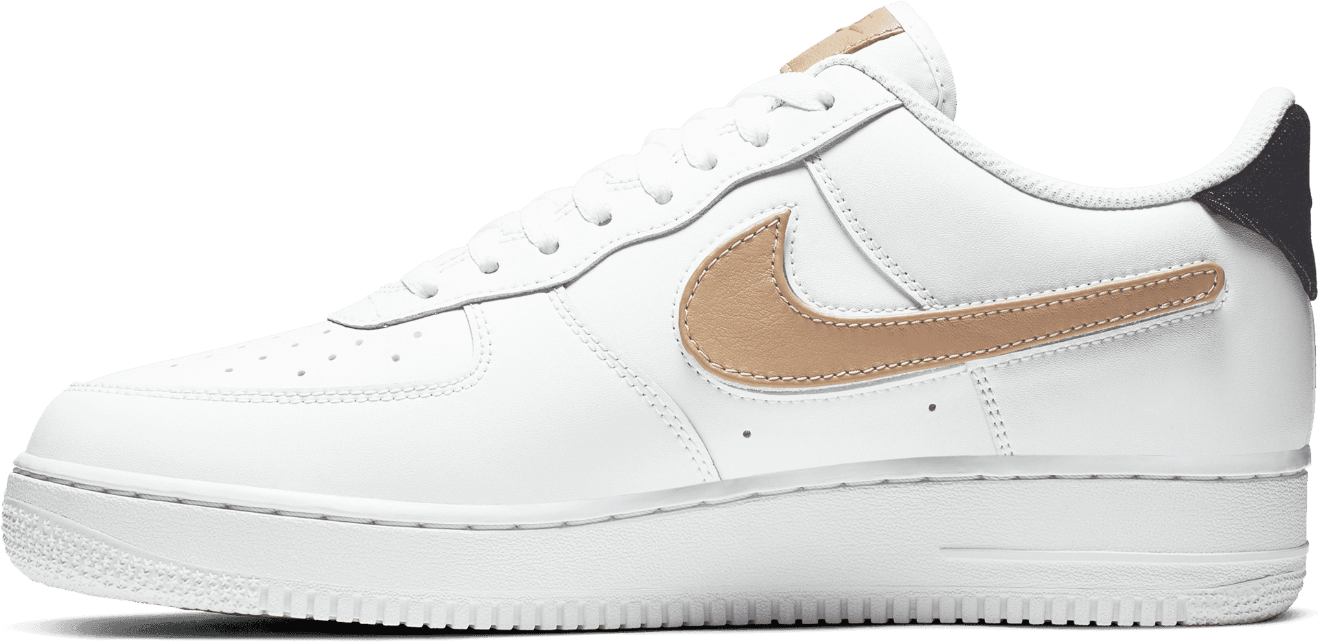 White Nike Air Force1with Tan Swoosh PNG