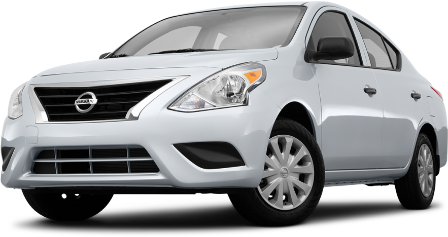 White Nissan Versa Sedan Profile View PNG