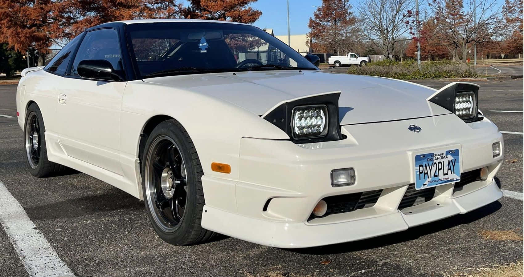 White Nissan240sx Parked Outdoor Wallpaper