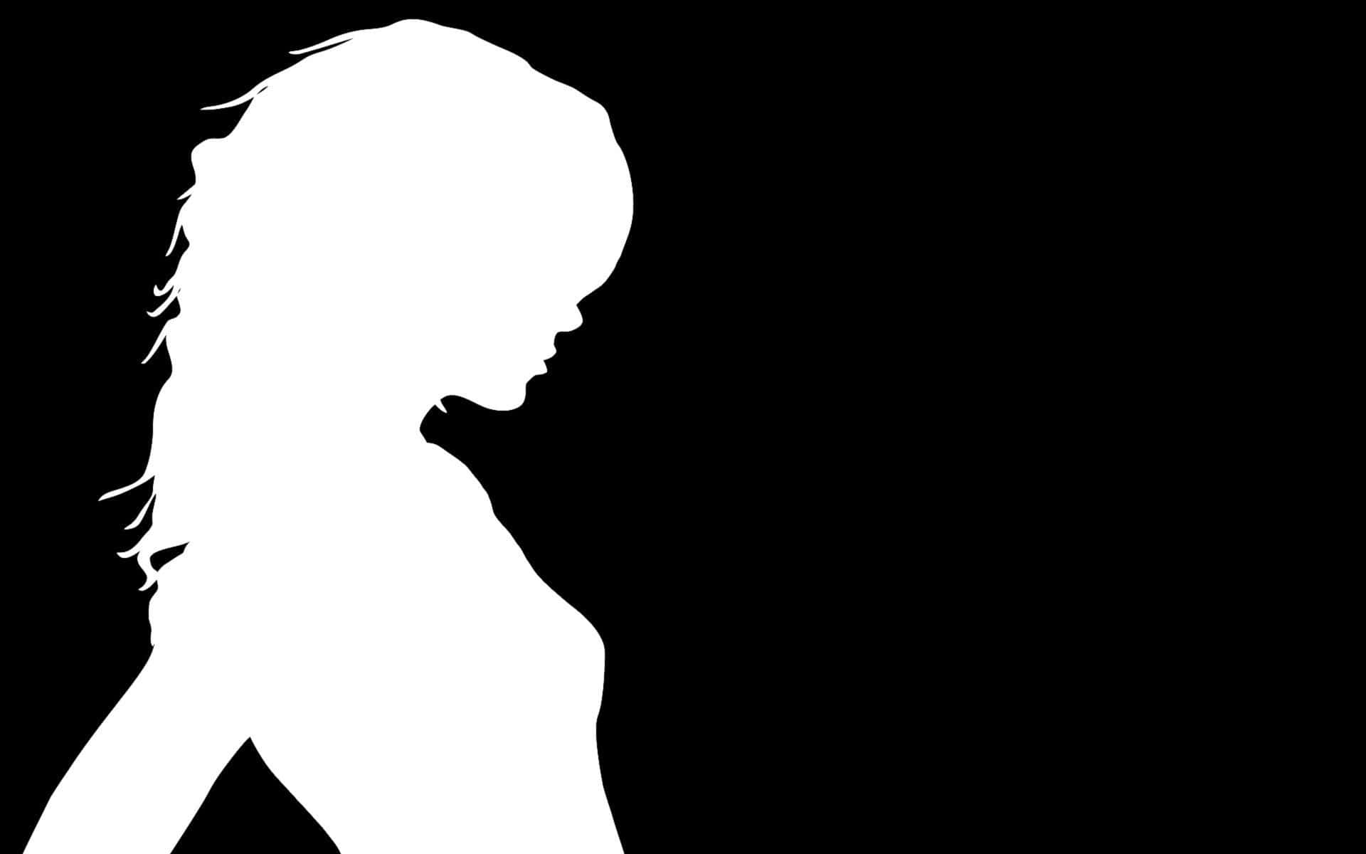 White On Black Woman Silhouette Wallpaper