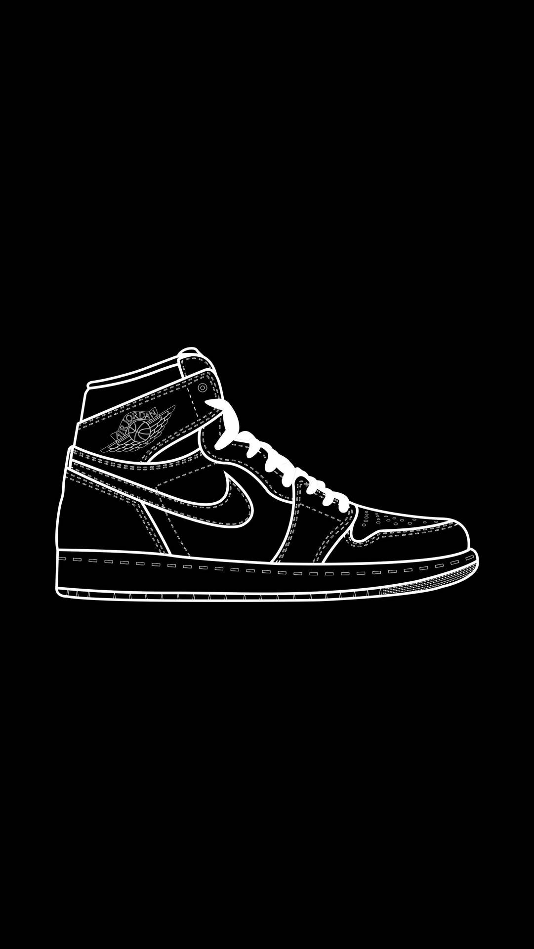 White Outline Cartoon Nike Shoes