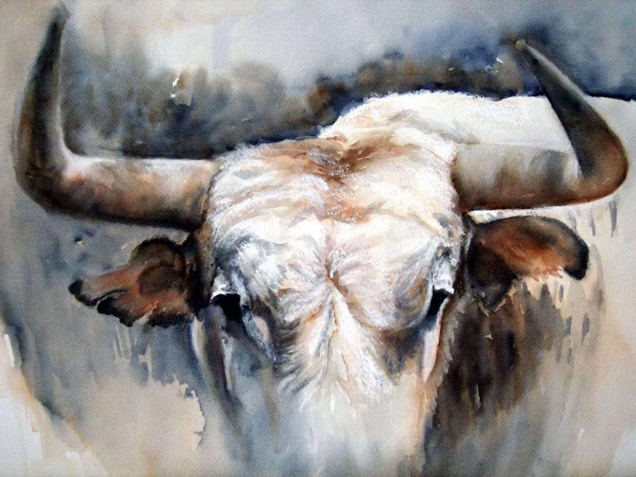 White Ox Painting Wallpaper