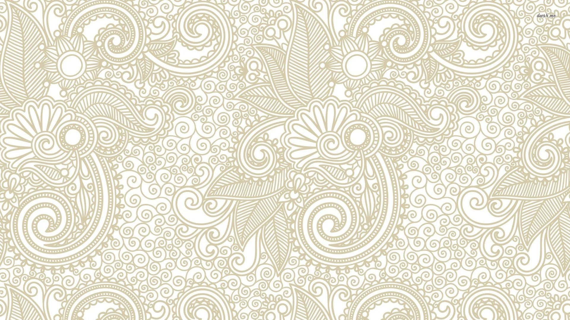 White Paisley Print Wallpaper