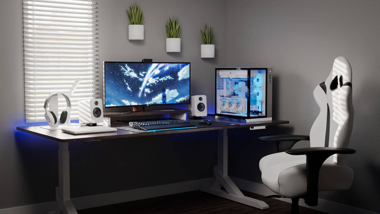 Opgrader din arbejdsstation med den stilfulde hvide PC-tapet. Wallpaper