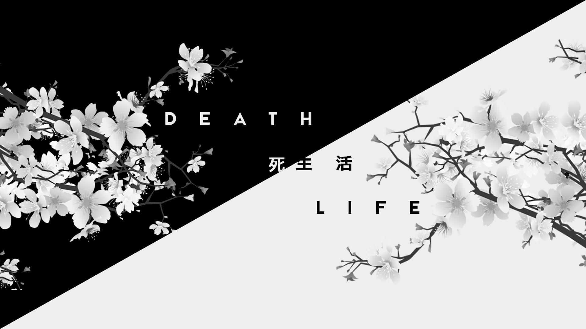 Død Liv - et sort og hvidt billede af blomster med torne og tidsler, der symboliserer liv og død Wallpaper