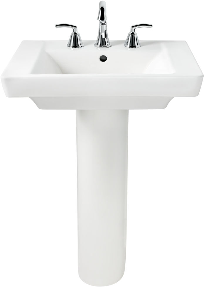 White Pedestal Sink With Faucets PNG