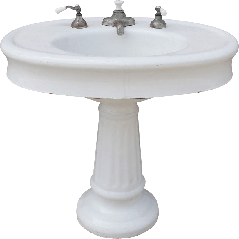 White Pedestal Sinkwith Faucets PNG