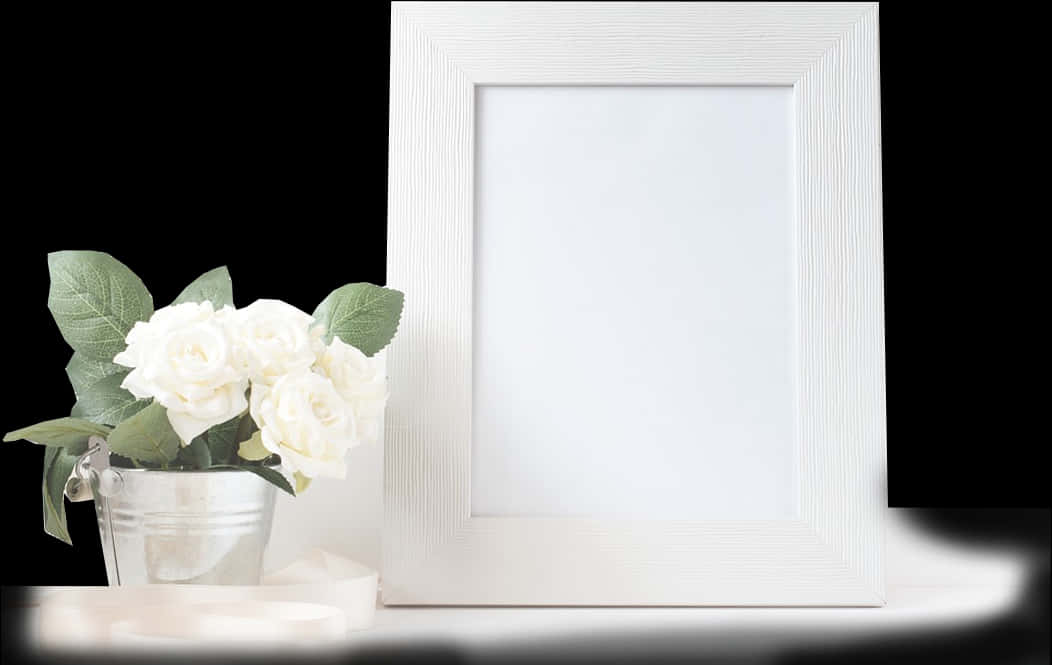 White Photo Framewith Roses SVG