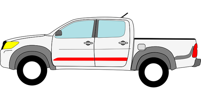 White Pickup Truck Illustration PNG