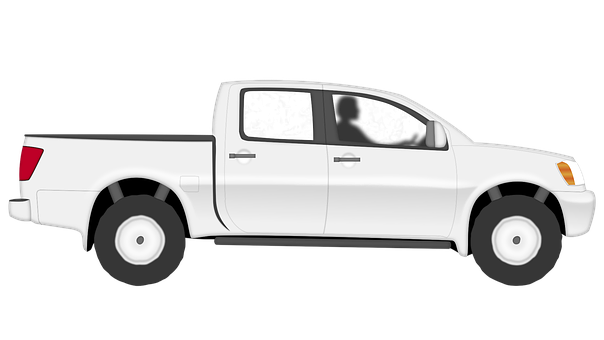 White Pickup Truck Side View PNG