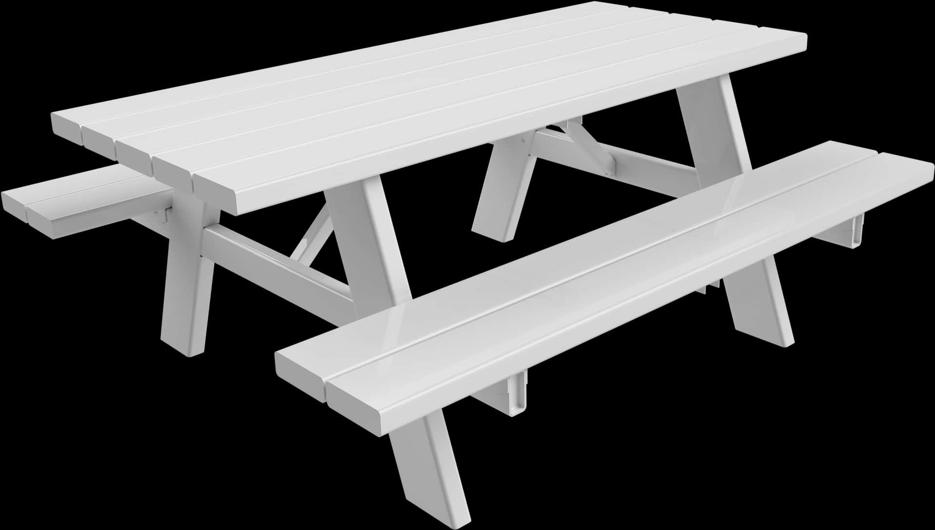 White Picnic Table3 D Render PNG
