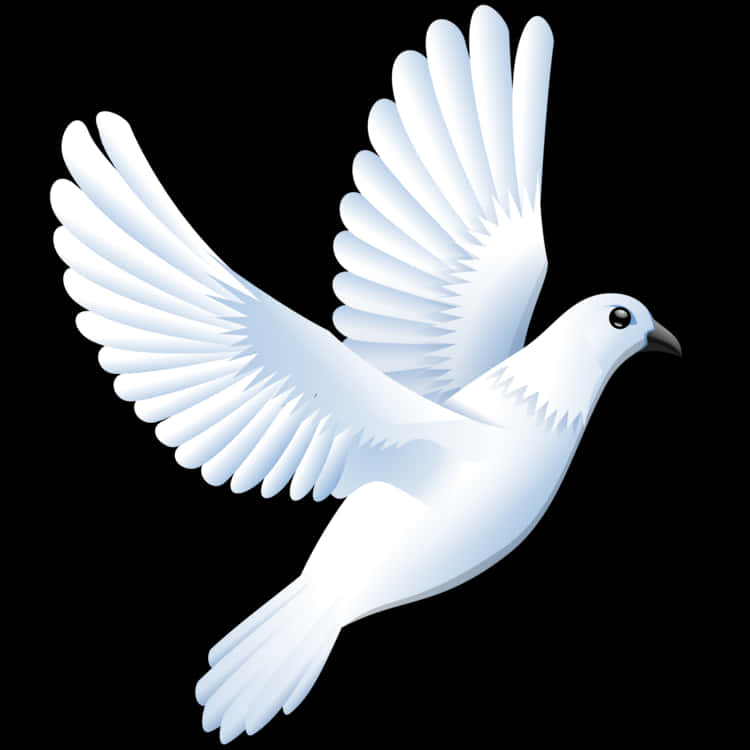 White Pigeon In Flight Illustration PNG